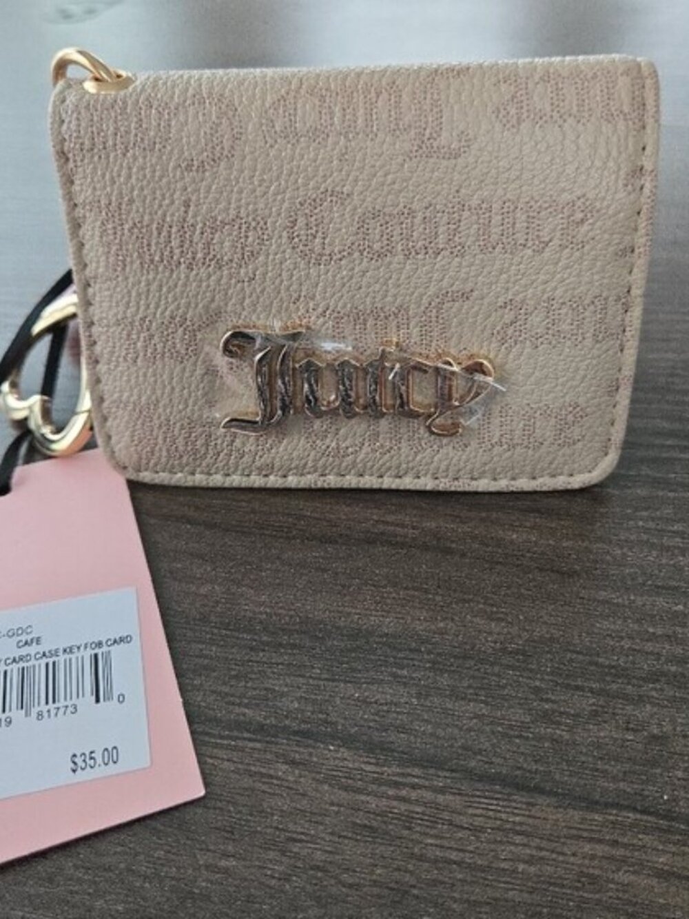 Juicy Couture Café Card Case Key Fob • Gold Logo - Picture 11 of 11